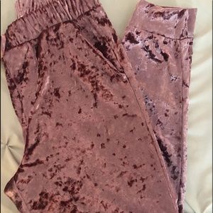 Light pink velvet joggers